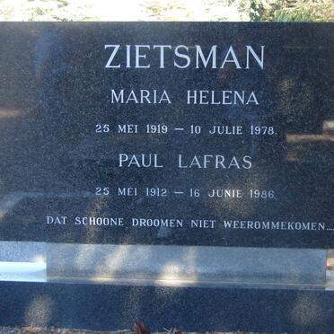 ZIETSMAN Paul Lafras 1912-1986 &amp; Maria Helena 1919-1978