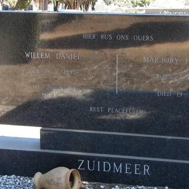 ZUIDMEER Willem Daniel 1897-1956 &amp; Marjory Henrietta 1898-1981 
