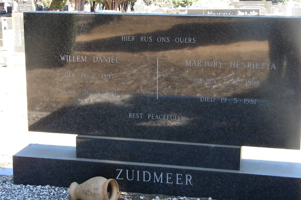 ZUIDMEER Willem Daniel 1897-1956 &amp; Marjory Henrietta 1898-1981