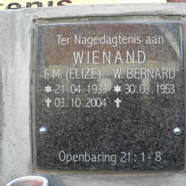 WIENAND E.M. 1933-2004 :: WIENAND W. Bernard 1953-