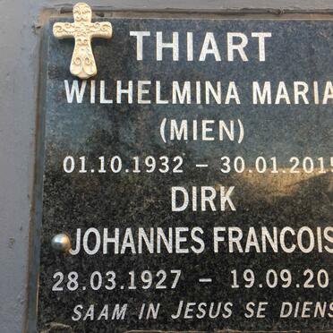 THIART Dirk Johannes Francois 1927-2015 &amp; Wilhelmina Maria 1932-2015
