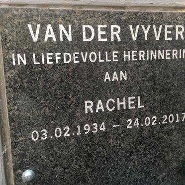 VYVER Rachel, van der 1934-2017