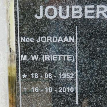 JOUBERT M.W. nee JORDAAN 1952-2010
