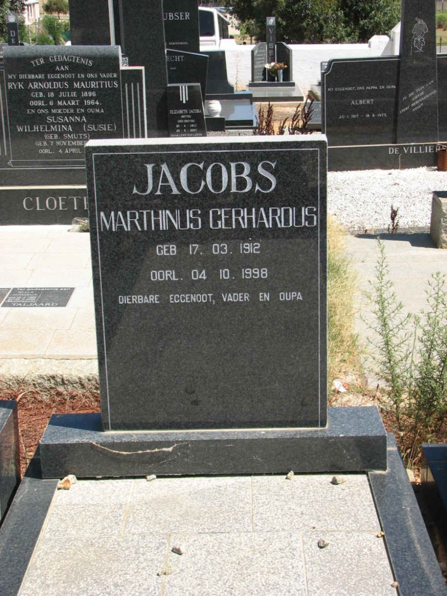 JACOBS Marthinus Gerhardus 1912-1998