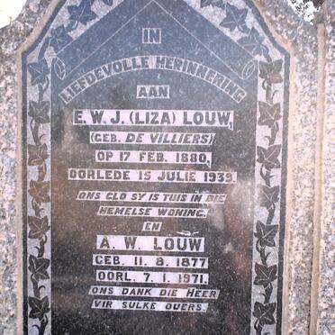 LOUW A.W. 1877-1971 &amp; E.W.J. DE VILLIERS 1880-1939