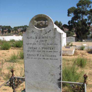 MOSTERT Eliza W.S. nee LOUW 1859-1923 :: MOSTERT Tobias 1888-1888 :: DE VILLERS Helena A.W.J. 1822-1891
