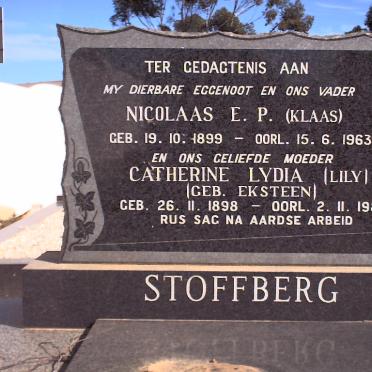 STOFFBERG Nicolaas E.P. 1899-1963 &amp; Catharine Lydia EKSTEEN  1898-1987