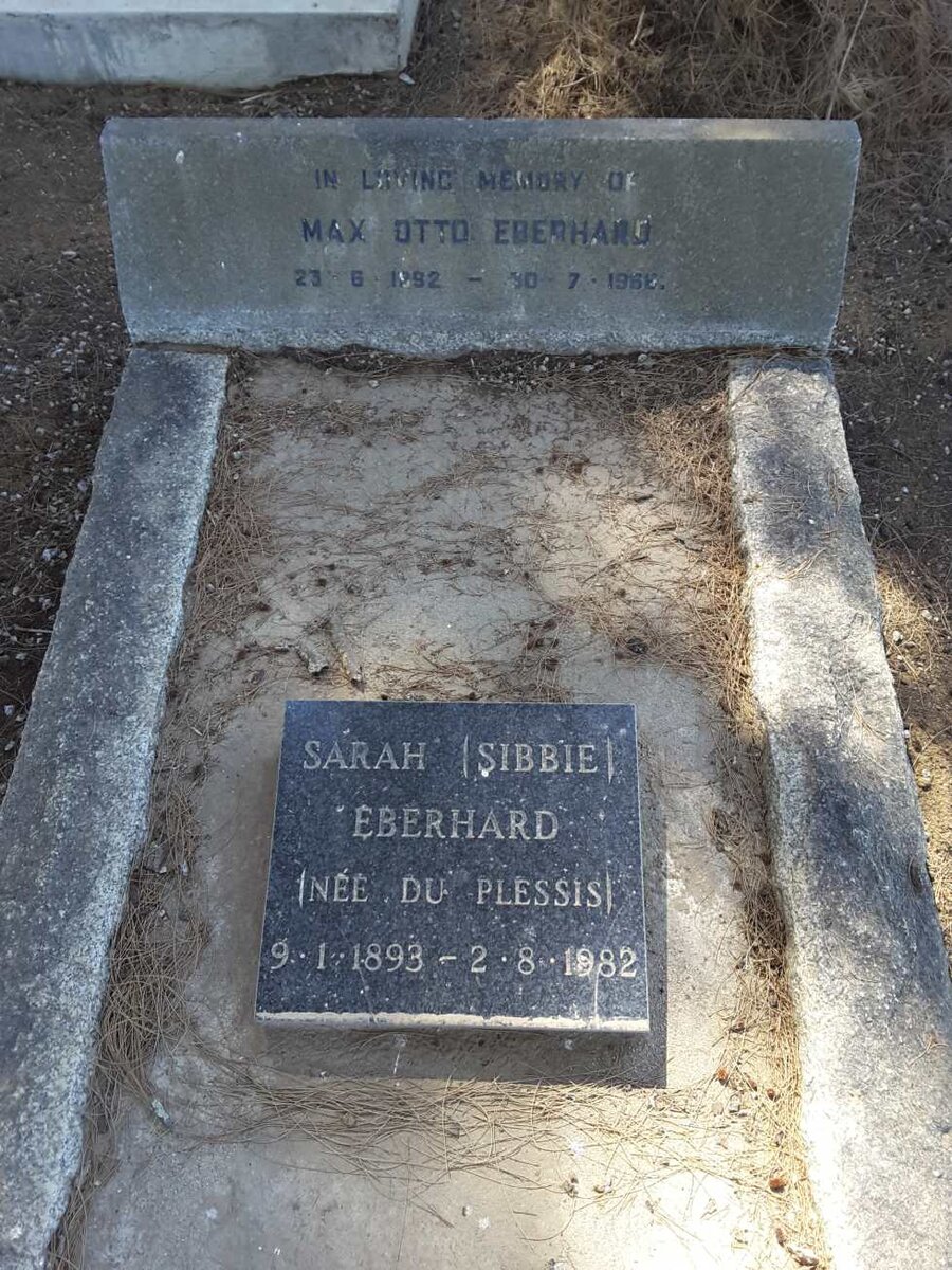EBERHARD Max Otto 1892-1966 &amp; Sarah DU PLESSIS 1893-1982