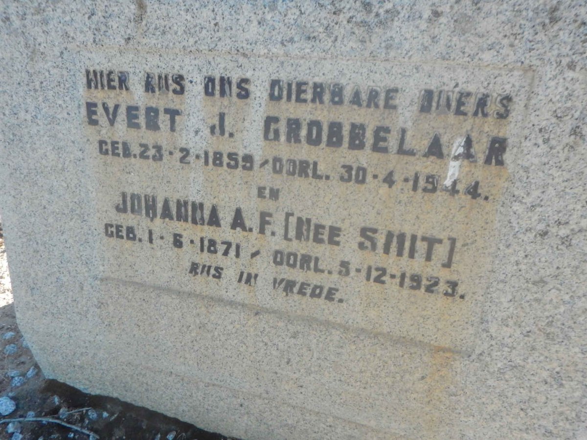 GROBBELAAR Evert Johannes 1859-1944 &amp; Johanna Adriaana Fredrika SMIT 1871-1923