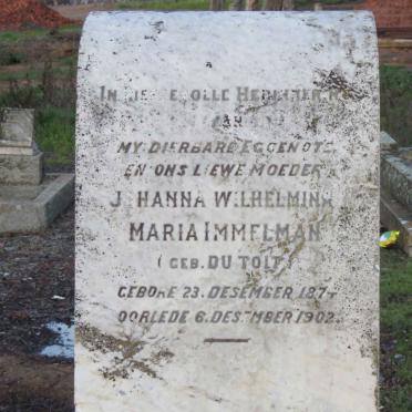 IMMELMAN Johanna Wilhelmina Maria nee DU TOIT 1874-1902