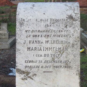 IMMELMAN Johanna Wilhelmina Maria nee DU TOIT 1874-1902