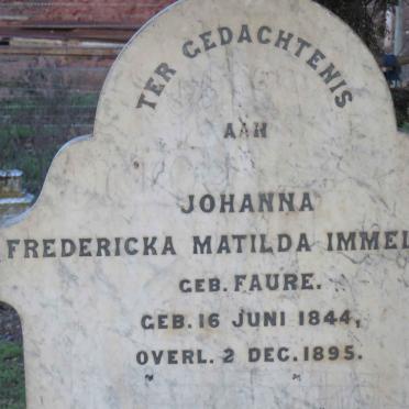 IMMELMAN William F.E. 1835-1898 &amp; Johanna Fredericka Matilda FAURE 1844-1895 