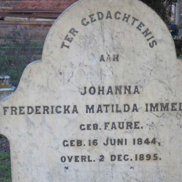 IMMELMAN William F.E. 1835-1898 &amp; Johanna Fredericka Matilda FAURE 1844-1895 