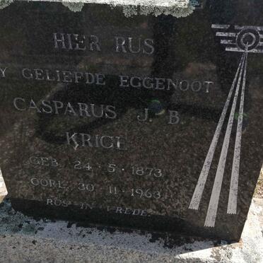 KRIGE Casparus J.B. 1873-1963 &amp; Catharina J.H. 1892-1977 