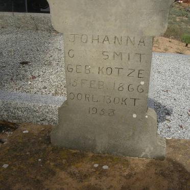 SMIT Johanna G. nee KOTZE 1866-1953