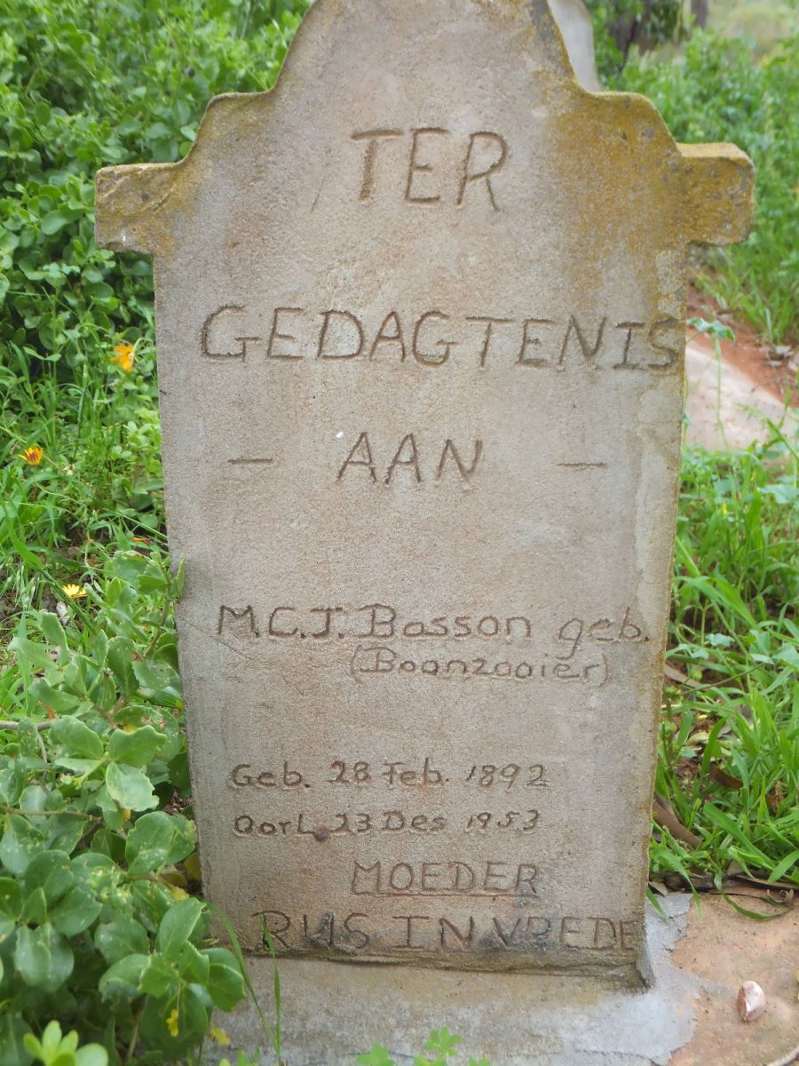 BASSON M.C.J. nee BOONZAAIER 1892-1953