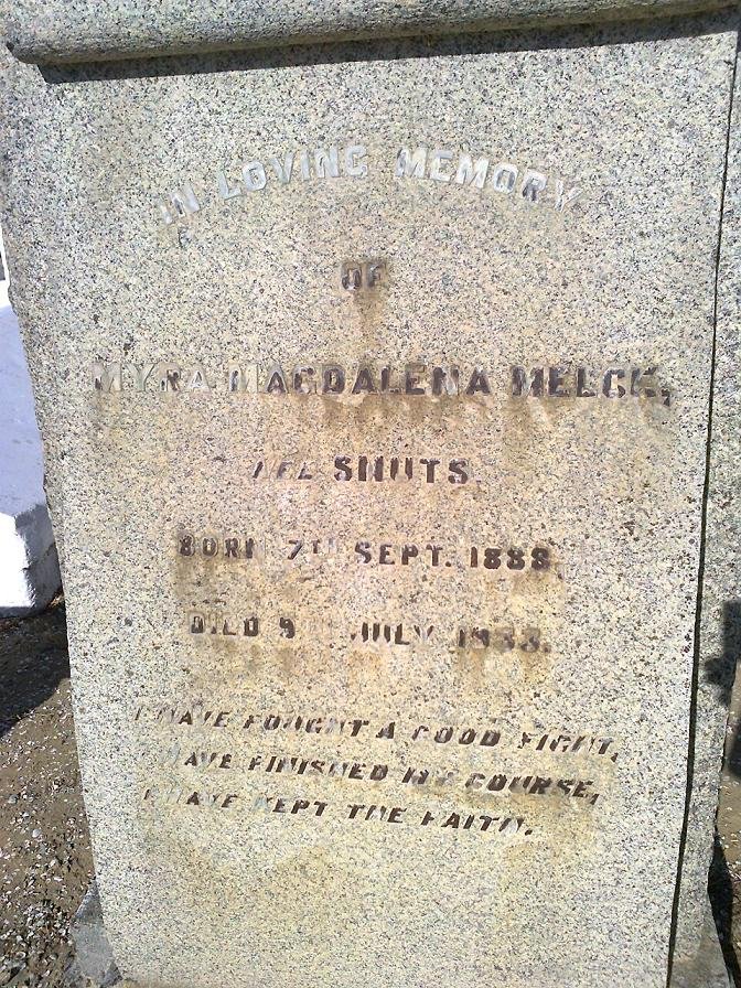 MELCK Myra Magdalena nee SMUTS 1888-1933