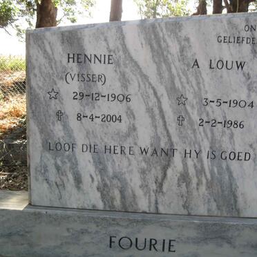FOURIE A. Louw 1904-1986 &amp; Hennie VISSER 1906-2004