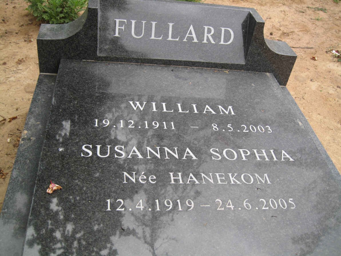 FULLARD William 1911-2003 &amp; Susanna Sophia HANEKOM 1919-2005