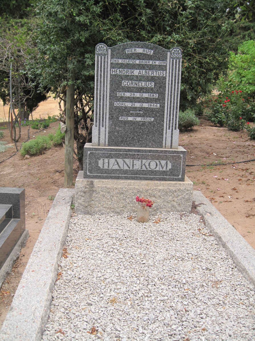HANEKOM Hendrik Albertus Cornelius 1883-1944