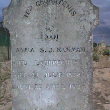 HICKMAN Anna S.J. nee LAMBRECHTS 1874-1906