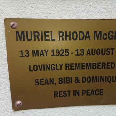 MCGLONE Muriel Rhoda 1925-2009