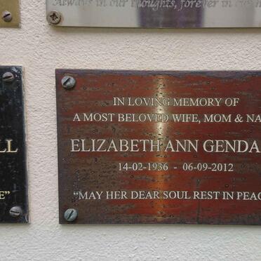 GENDALL Elizabeth Ann 1936-2012