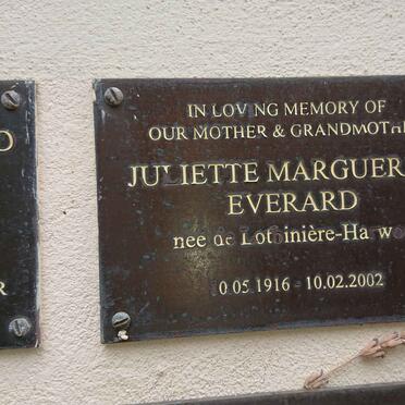 EVERARD Juliette Marguerite nee DE LOTBINIERE-HARWOOD 1916-2002