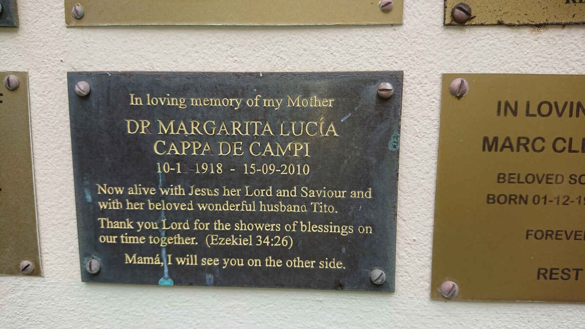 CAMPI Margarita Lucia, CAPPA DE 1918-2010