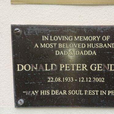 GENDALL Donald Peter 1933-2002