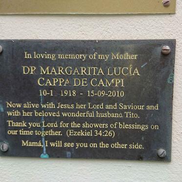CAMPI Margarita Lucia, CAPPA DE 1918-2010
