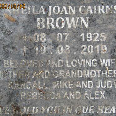 BROWN Sheila Joan Cairns 1925-2019