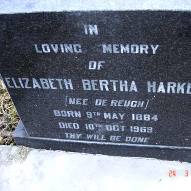 HARKER Elizabeth Bertha nee DE REUCH 1884-1969