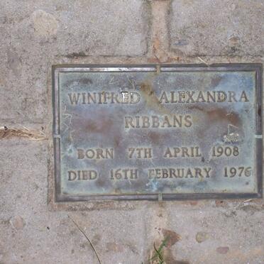 RIBBANS Winifred Alexandra 1908-1976