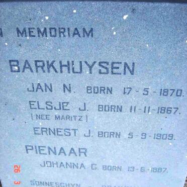 BARKHUYZEN Jan N. 1870- &amp; Elsje J. MARITZ 1867-