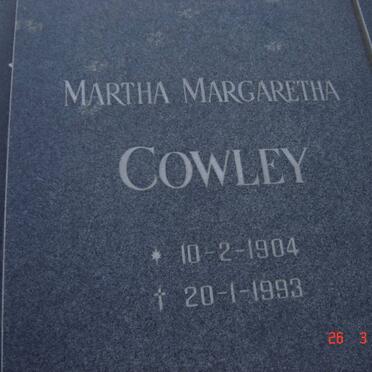 COWLEY Martha Margaretha 1904-1993