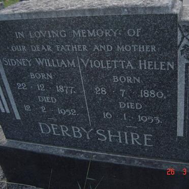 DERBYSHIRE Sidney William 1877-1952 &amp; Violetta Helen 1880-1953