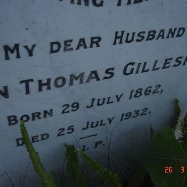 GILLESPIE John Thomas 1862-1932