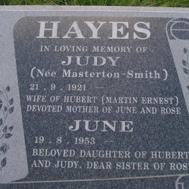 HAYES Judy nee MASTERSON-SMITH 1921- :: HAYES June 1953-