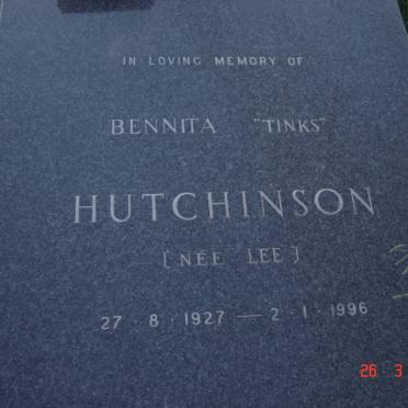 HUTCHINSON Benita nee LEE 1927-1996