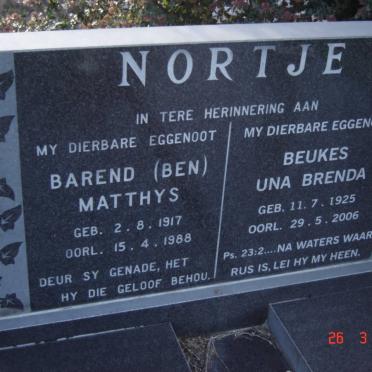 NORTJE Barend Matthys 1917-1988 &amp; Una Brenda  BEUKES 1925-2006