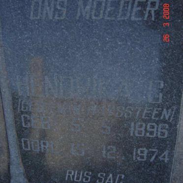 ROOYEN Hendrika C., van nee VAN HUYSTEEN 1896-1974