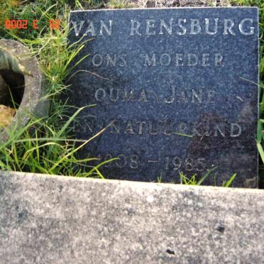 RENSBURG Jane, van 1908-1985