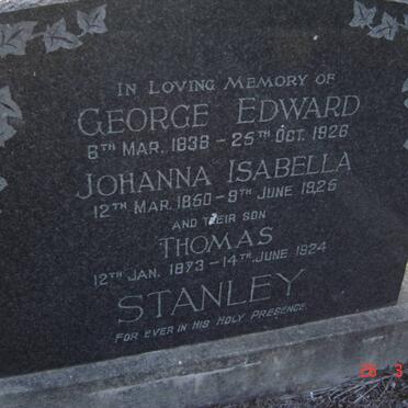 STANLEY George Edward 1838-1926 &amp; Johanna Isabella 1850-1925