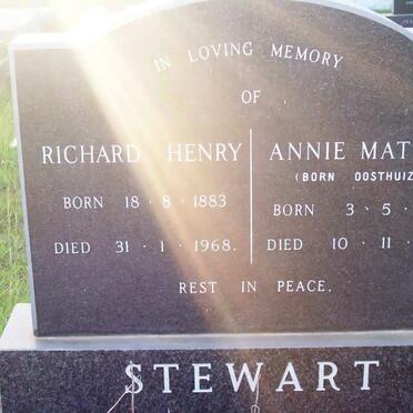 STEWART Richard Henry 1883-1968 &amp;  Annie Matilda  OOSTHUIZEN 1895-1973