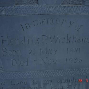 WICKHAM Hendrik P. 1881-1935
