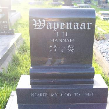 WAPENAAR J.H. Hannah 1923-1997