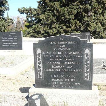 MYBURGH Ernst Frederik 1882-1948 :: BOSMAN Johannes Augustus 1884-1970 &amp; Eliza Johanna LIEBENBERG 1895-1976