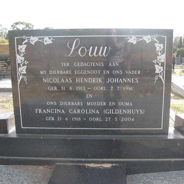 LOUW Nicolaas Hendrik Johannes 1913-1981 &amp; Francina Carolina GILDENHUYS 1918-2004