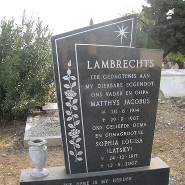 LAMBRECHTS Matthys Jacobus 1914-1987 &amp; Sophia Louisa LATSKY 1917-2007